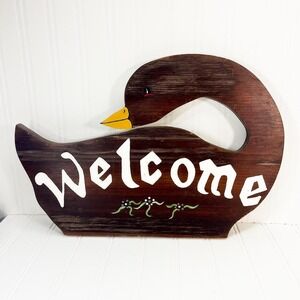 Vintage‎ Country Goose Welcome Sign: Hand-Painted Wood Decor